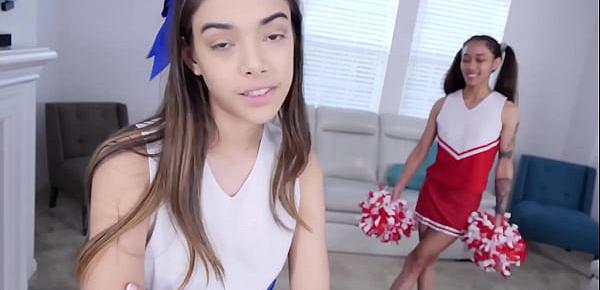  Luckily, there’s enough of me to go around… And when they show up in their sexy cheerleader costumes, I know I have to have both their young pussies at the same time. I turn them out and make them scream for more.